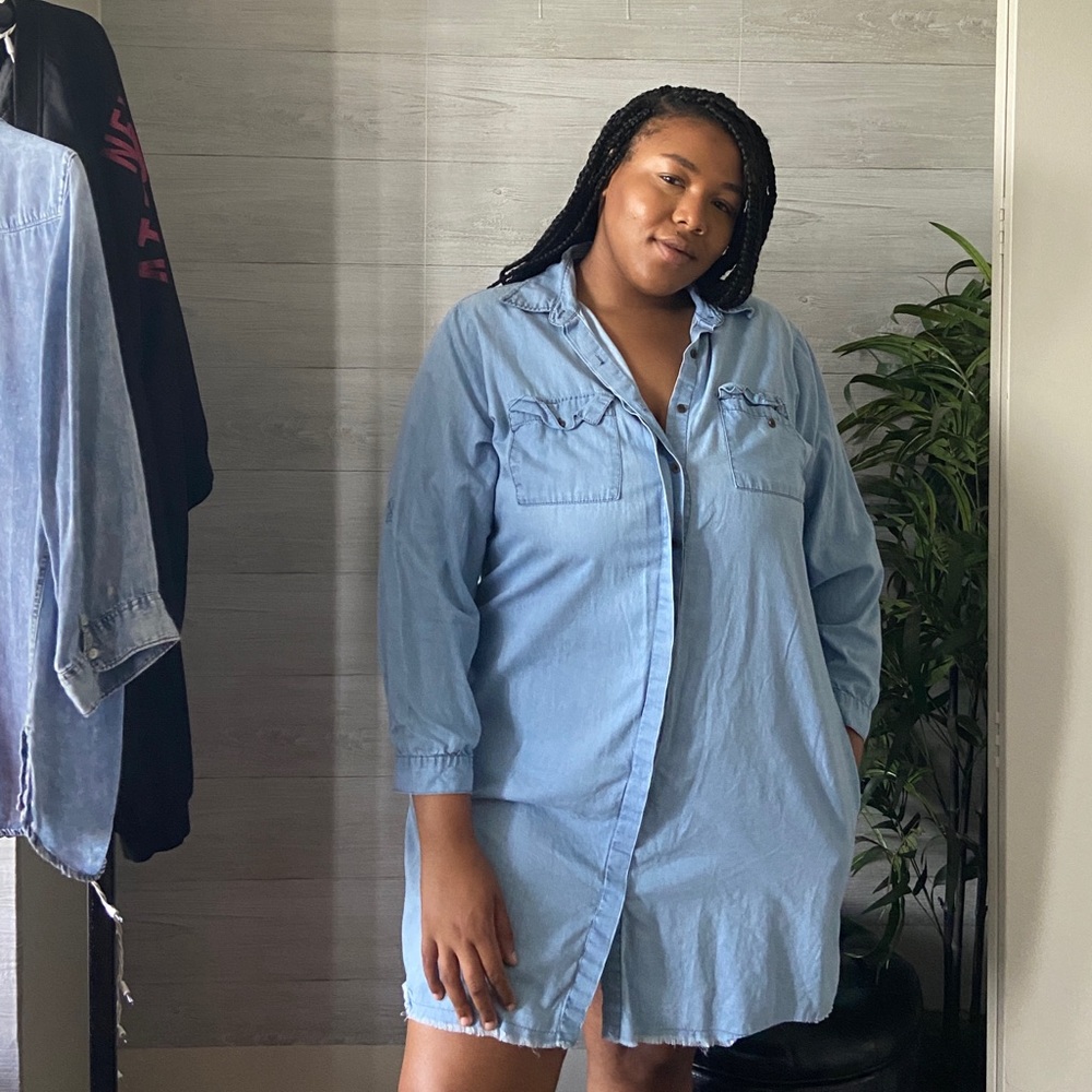 Denim button down dress